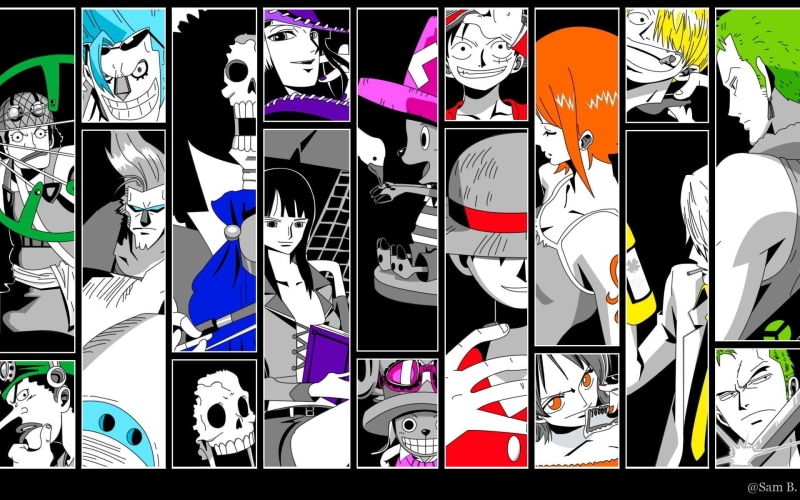 1080P, variation, indoors, Roronoa Zoro, multi colored, collection, Nami, no people, Nico Robin, creativity, display, large group of objects, digital composite