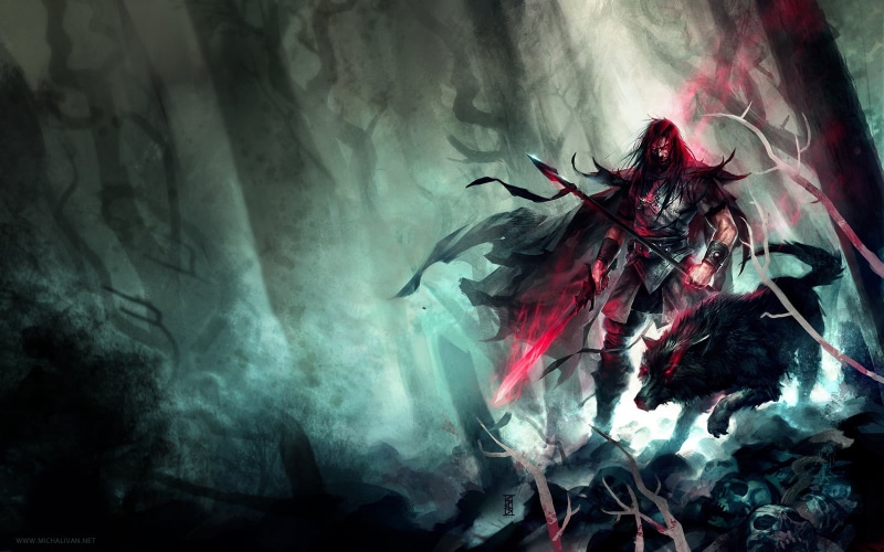 red eyes, vertebrate, fantasy art, men, indoors, animal wildlife, no people, marine, 720P, horror, underwater, water, warrior, animal, man, dark fantasy