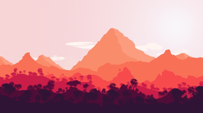 video games, nature, no people, sky, mountain, tranquility, plant, sunset, mountain peak, silhouette, 8K, mountain range, scenics - nature, Firewatch