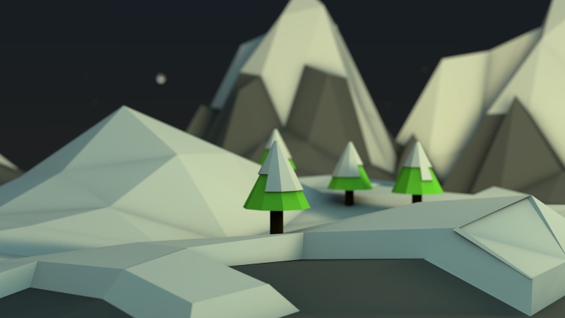 origami, Moon, mountains, pine, green, studio shot, trees, gray, shape, artwork, 720P, snow, art and craft, triangle shape, day, low poly, still life