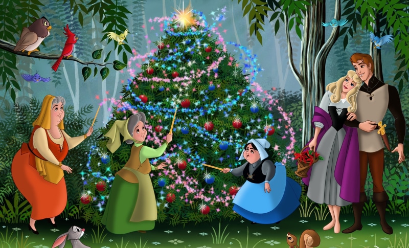 child, men, lifestyles, Walt Disney, christmas ornament, sleeping, mother, Princess, New Year, small, decoration, Phillip, fairytale, Aurora, illustration