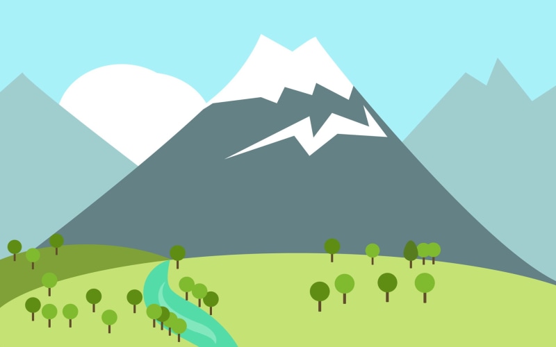 no people, communication, copy space, backgrounds, triangle shape, trees, season, meadow, shape, plant, hill, 1080P, computer Graphic, scenics, mountain Peak