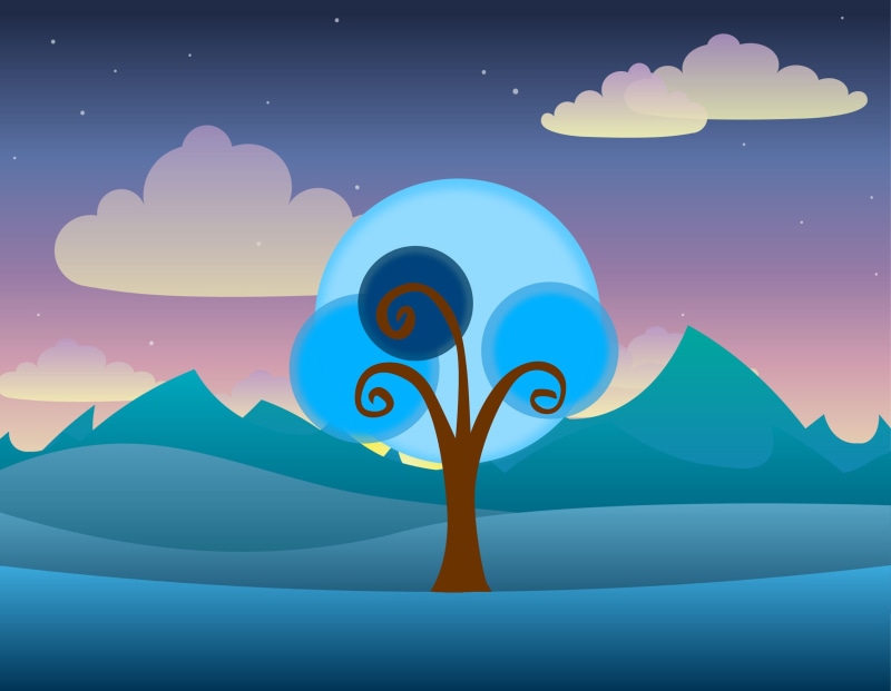 outdoors, creativity, mountain, nature, brown, plant, vector, green color, night, blue, art, computer Graphic, symbol, multi colored, tree, sky, circle