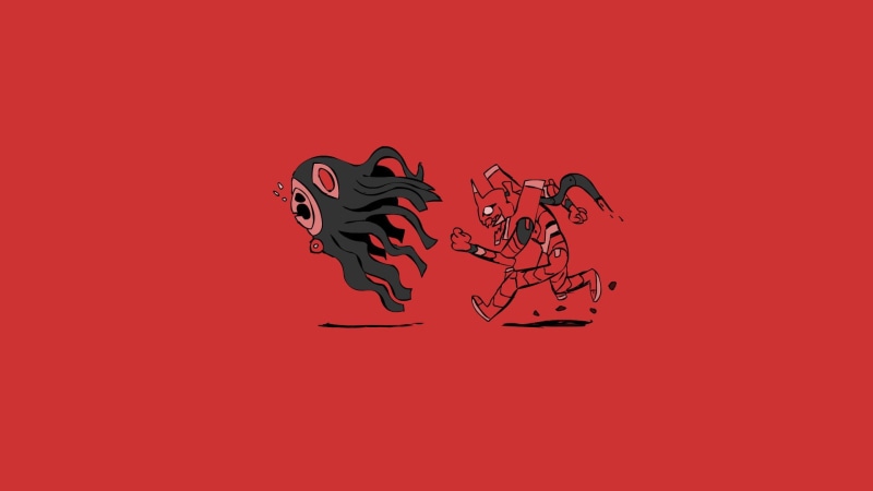 red, digital composite, creativity, representation, studio shot, colored background, Angel (Evangelion), two, Zeruel (Evangelion), monsters, no people