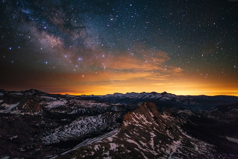apple, sunset, 4k, 8k, Yosemite, 5k, forest, mountains, OSX, stars, 5K