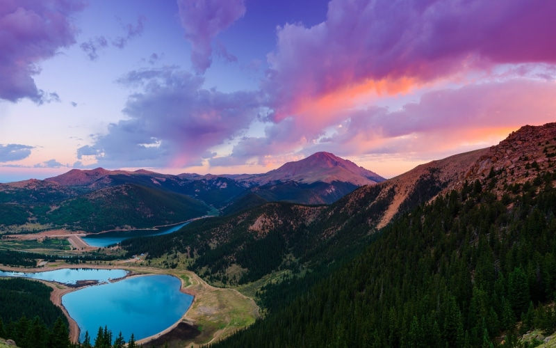 USA, Pikes, Mountain, Colorado, Sunset, 1080P, Lake, Peak, Forest