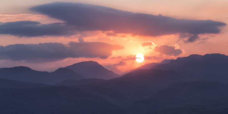 USM, dawn, sunlight, sunrise - Dawn, sunrise, 8K, National Park, outdoors, sky, Sunset, fog, mountain, Trossachs, scenics, nature, Ben Aan, Canon 6D, sun
