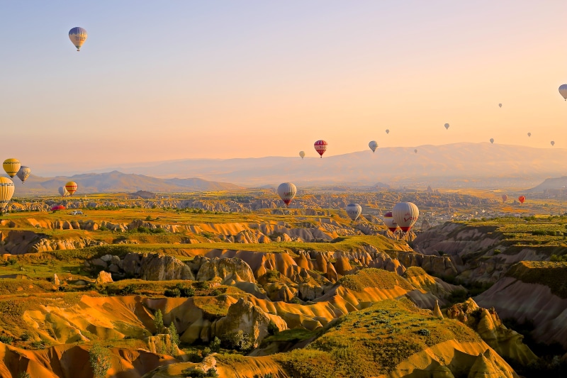 5K, landscape, beauty in nature, no people, outdoors, travel, skyline, ballooning festival, non-urban scene, scenics - nature, balloons, transportation