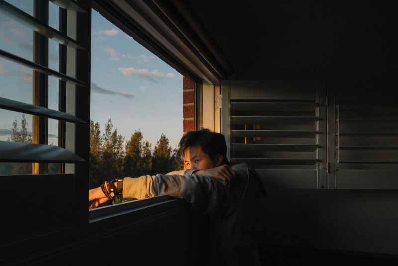 contemplation, waist up, front view, nature, young adult, casual clothing, real people, relaxation, grunge, adult, vintage, retro, sunset, tumblr, indoors