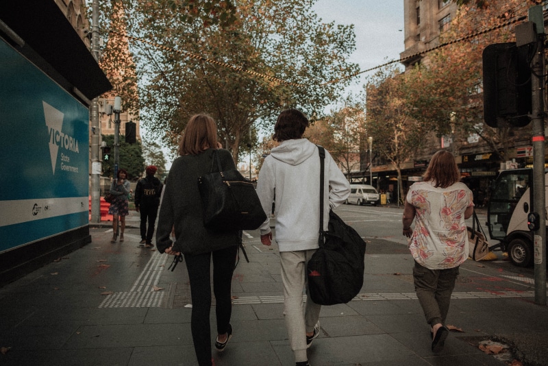 built structure, casual clothing, walking, aesthetics, grunge, tumblr, city, lifestyles, women, incidental people, full length, love, 5K, rear view, outdoors