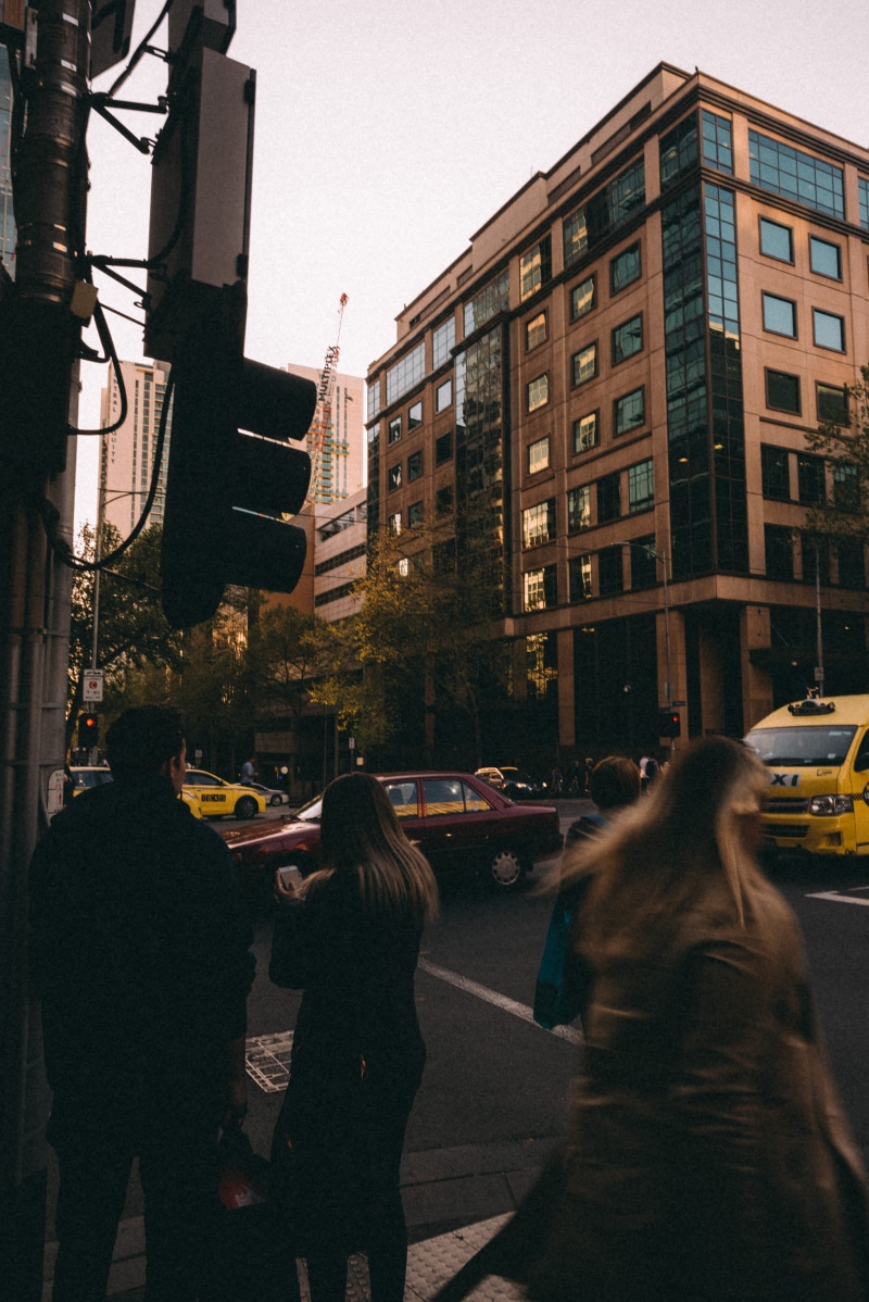 grunge, built structure, 5K, rear view, transportation, city, cars, architecture, land vehicle, car, street view, front, real people, standing, retro
