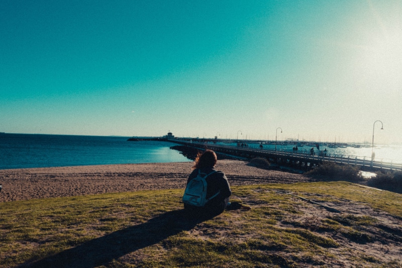 water, love, sunlight, beauty in nature, sea, horizon over water, real people, day, teenager, lifestyles, clear sky, one person, retro, women, leisure activity