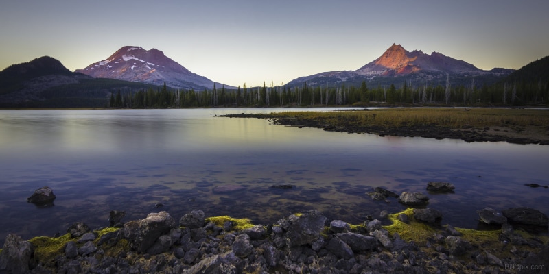 panoramic photography, sunset, photography, south  sister, sky, beauty In Nature, water, reflection, outdoors, nature, mountain, lake, trees, landscape