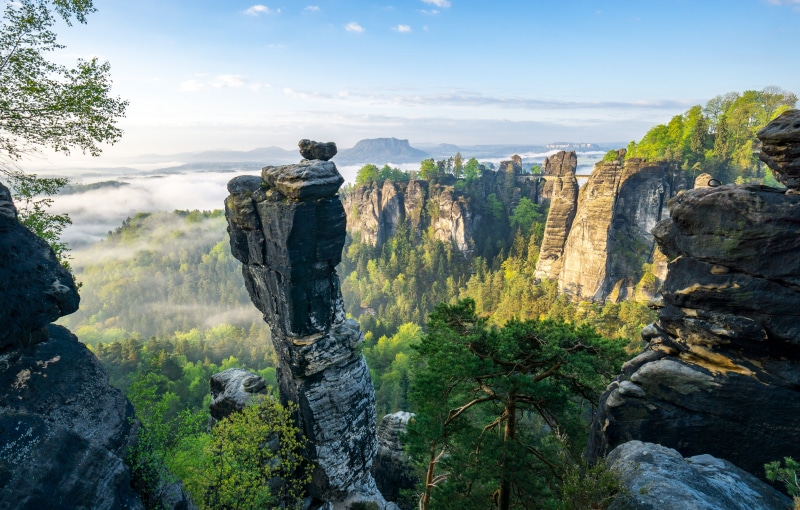 Wehlgrund, Natur, Deutschland, Lilienstein, trees, Blau, SEL, 4K, Frühling, Bastei, leaf, Sachsen, outdoors, green, Nature, rock - Object, cliff, Germany