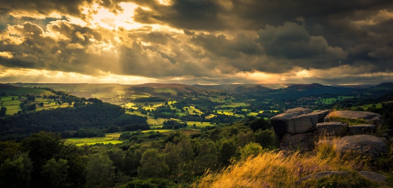 nature, hathersage, rural Scene, trees, landscape, derwent, hill, sky, sunlight, outdoors, europe, mountain, green, peak district, cloud - Sky, tree, Derwent Valley