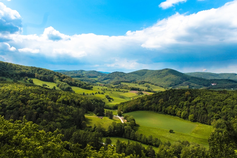 nature, cloud - Sky, sky, cloudy, 5K, tree, rural Scene, green Color, forest, europe, trees, outdoors, landscape, hill, mountain, meadow, green, blue