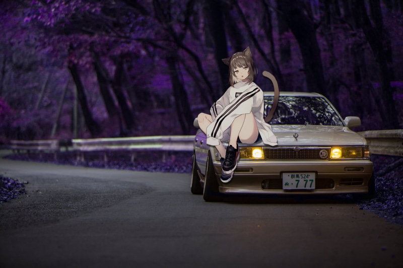 Toyota Chaser, 1080P, JDM, anime girls