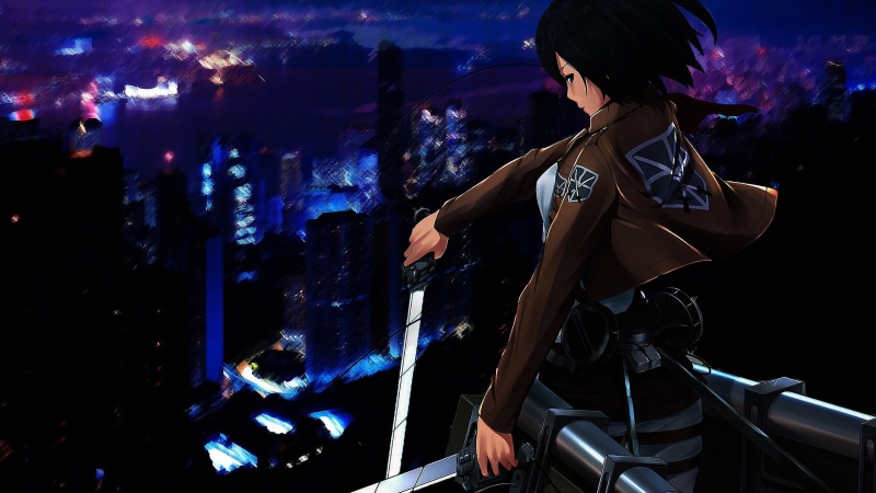 sword, Mikasa Ackerman, manga, technology, side view, architecture, titan, casual clothing, mikasa, leisure activity, adult, three quarter length