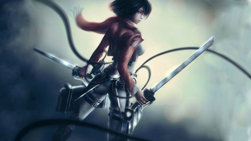 hairstyle, 1080P, Shingeki no Kyojin, day, input device, technology, digital, sword, one person, titan, anime, human representation, men, representation