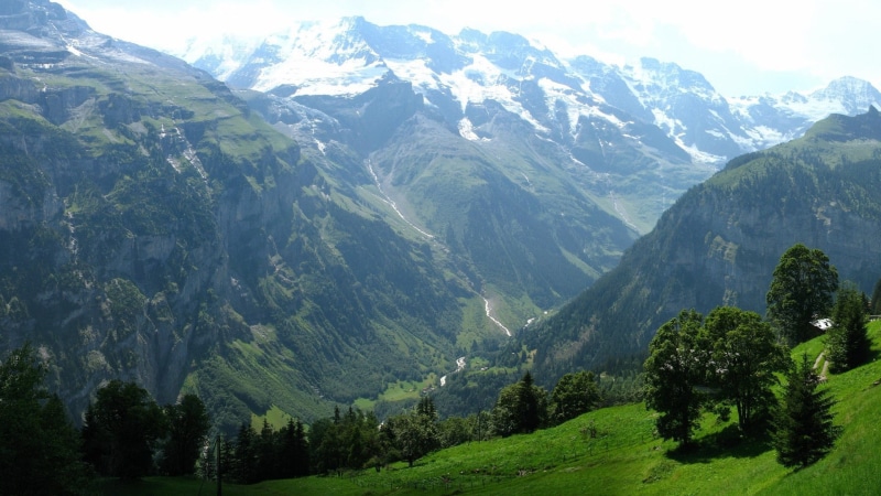 hd images nature pc  1920x1080, beauty in nature, green color, sky, sunlight, nature, idyllic, snowcapped mountain, 1080P, mountain peak, tranquility