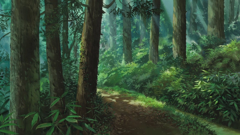 trees, Studio Ghibli, forest, 4K, green background