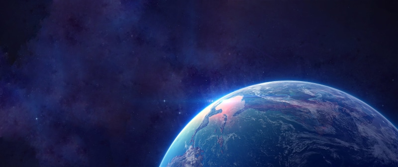 Earth, 2K, stars, space, ultrawide, atmosphere