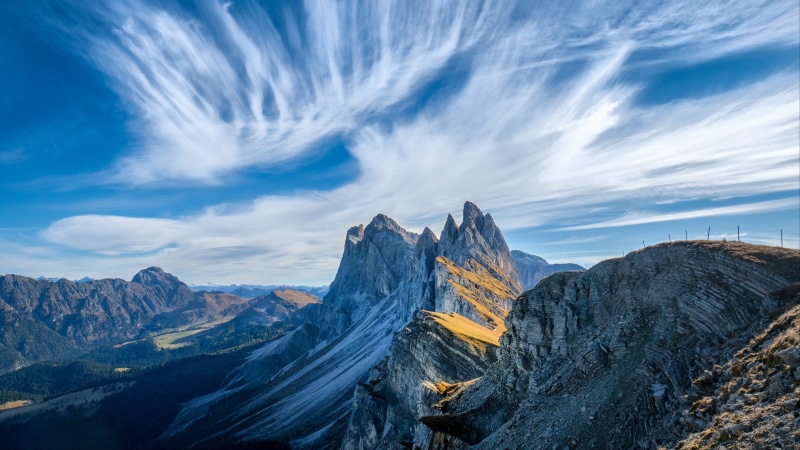 odle mountains, puez mountain group, peak, wilderness, puez geisler nature park, mountain range, landscape, rock, alps, geisler nature reserve, sky, dolomite mountains