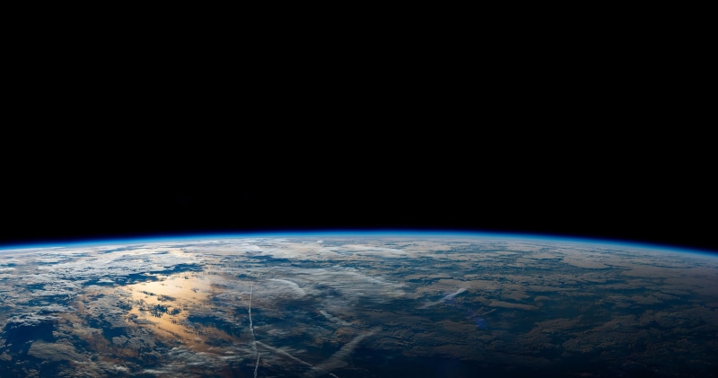 cloud - sky, environment, planet, Earth, planet - space, curve, 4K, globe - man made object, high angle view, outdoors, horizon, copy space, night, single object