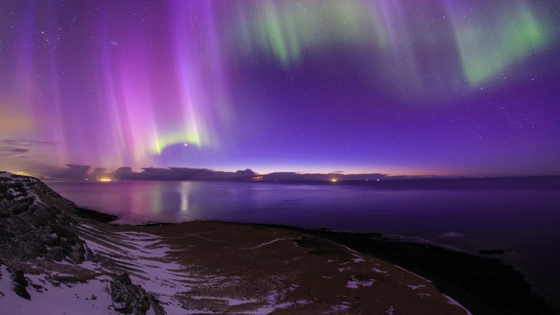 coastline, 1080P, northern lights, nordic light, aurora borealis, night lights, night sky