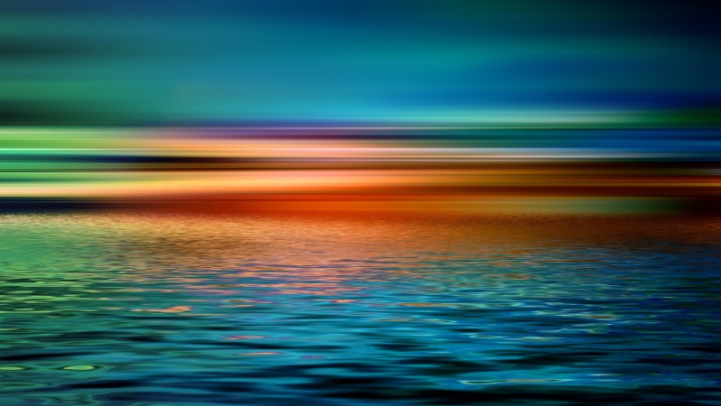 sunset, water, sea, waterscape, reflection, horizon, 4K, sky, wave, ocean, calm, digital art