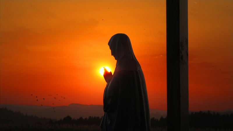 female, figure, hour, outdoors, women, lifestyles, crucifix, crucifixion, sky, golden, land, 4K, sunlight, statue, silhouette, jesus christ, faith, beauty in nature