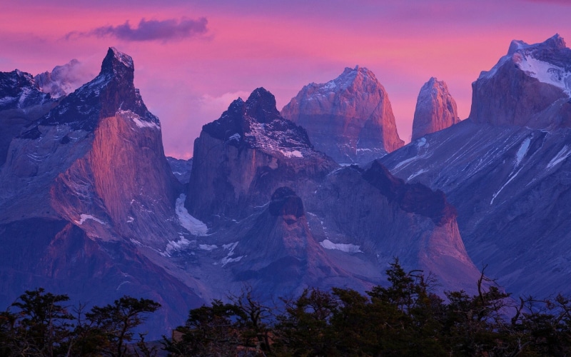 paine, landscape, torres del paine, patagonia, chile, del, torres, mountain, 1080P, sunrise, forest, nature