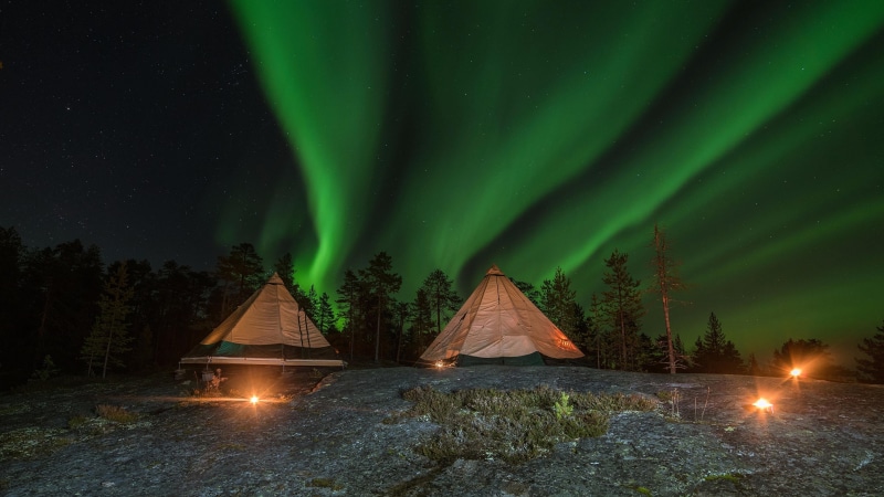 northern lights, beauty in nature, illuminated, astronomy, snow, polar lights, atmosphere, space, lapland, finland, green color, sky, scenics - nature
