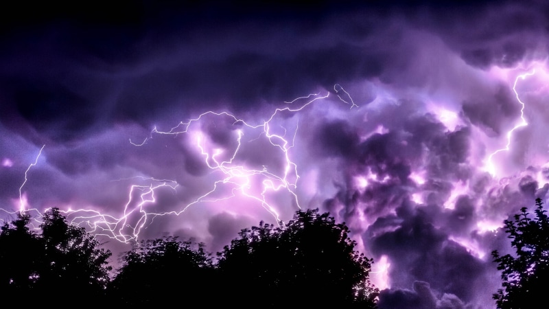 meteorological phenomenon, lightning, night, sky, storm, thunder, cumulus, cloud, phenomenon, 4K, darkness, thunderstorm, purple