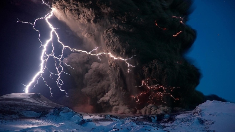 lightning, mountains, storm, mountain, thunder, nature, thunderstorm, snow, 1080P