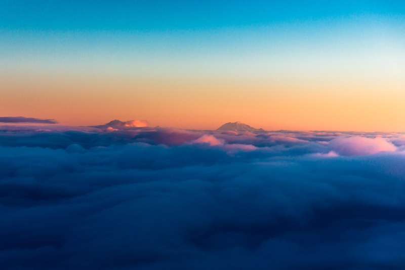 aerial View, no People, weather, above, outdoors, backgrounds, dawn, sunset, hill, high Up, horizon, mountain, nature, day, sea, cloud - Sky, cloudscape