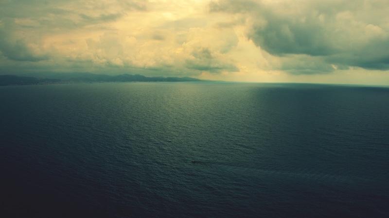 backgrounds, aerial view, sunlight, travel, dusk, island, cloud - Sky, sky, landscape, wave, overcast, water, sunset, horizon, day, no People, scenics