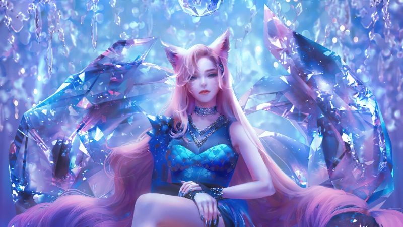 Ahri (League of Legends), crystal, fox ears, Ahri, 1080P, League of Legends
