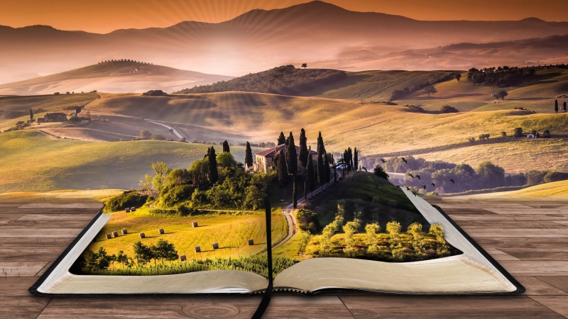 dream, tale, dreamland, nature, mountains, illusion, book, 4K