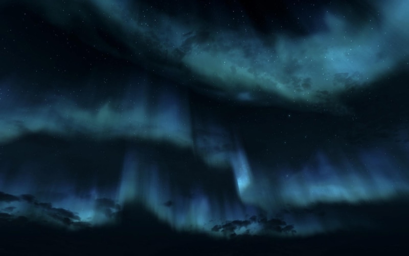 sky, nature and landscapes, dark, 1080P, blue, aurora, lights, polar, amazing