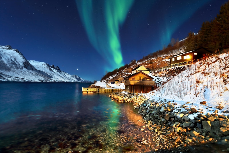 Aurora Borealis, winter, landscape, photo, ARCTIC, night photography, aurora, bodies, bodies of water, borealis, stars, night, scenics, water, Northern Norway