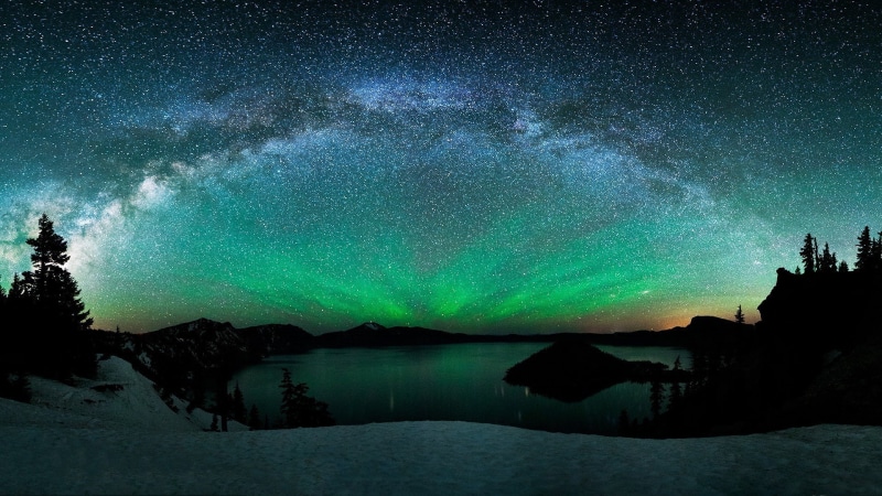 night sky, 1080P, Northern Light, nature, milky way, Mountain Lake, 1920x1080, Aurora Borealis