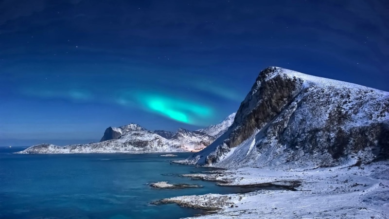 mountain, northern lights, nature, night sky, nordic lights, arctic, astronomy, ocean, phenomenon, landscape, outdoors, scenics - nature, environment, arctic ocean