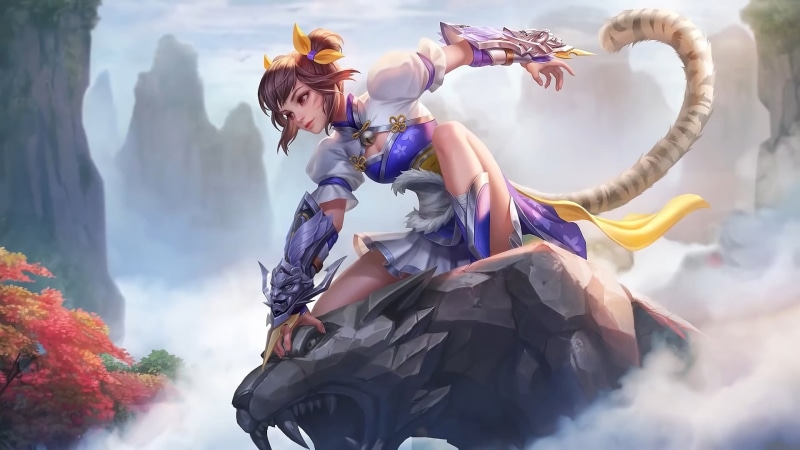 1080P, Darting Star, moba, tail, mountains, Mobile Legends, clouds, fantasy girl, Wanwan, gauntlets