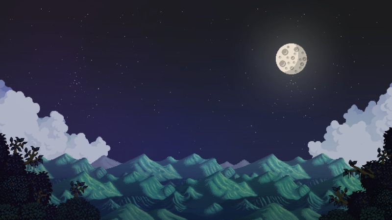 Stardew Valley, pixel art, 1080P, Moon, landscape