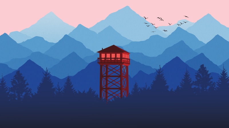 2K, Forest, Watchtower, HD, Minimal, Mountains, CGI