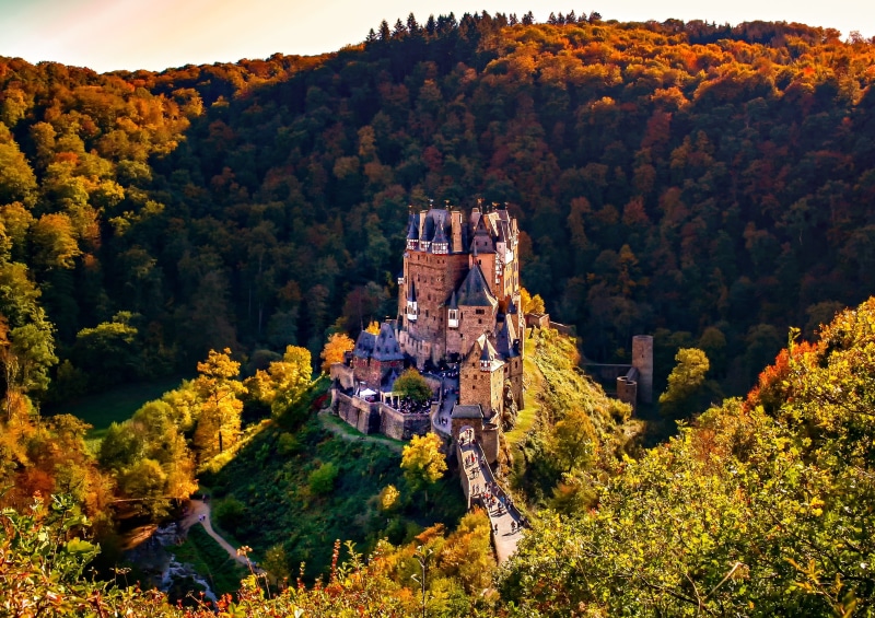 middle ages, romantic, autumn, stone, knights castle, towers, medieval, burg eltz, scenics - nature, growth, the past, beauty in nature, outdoors, abbey