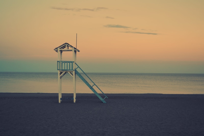 built structure, outdoors, no People, beauty in nature, sunset, tranquility, water, beach, safety, tranquil scene, land, 4K, hour, scenics - nature, golden