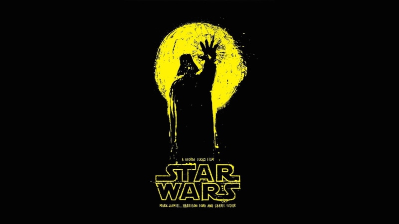 direction, sign, Star Wars, communication, Darth Vader, representation, copy space, studio shot, black color, number, yellow, wars, creativity, text