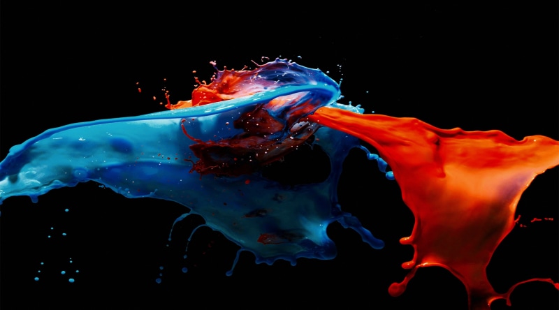  splash, paint, 4K, Aero, blue, red, Colorful, live